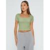 imageTrendy Queen Womens Square Neck Going Out Crop Tops Short Sleeve T Shirts Summer Cute Clothes Basics TeesGreen