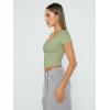 imageTrendy Queen Womens Square Neck Going Out Crop Tops Short Sleeve T Shirts Summer Cute Clothes Basics TeesGreen