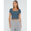 imageTrendy Queen Womens Square Neck Going Out Crop Tops Short Sleeve T Shirts Summer Cute Clothes Basics TeesHazeblue