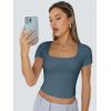 imageTrendy Queen Womens Square Neck Going Out Crop Tops Short Sleeve T Shirts Summer Cute Clothes Basics TeesHazeblue