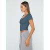 imageTrendy Queen Womens Square Neck Going Out Crop Tops Short Sleeve T Shirts Summer Cute Clothes Basics TeesHazeblue