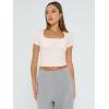 imageTrendy Queen Womens Square Neck Going Out Crop Tops Short Sleeve T Shirts Summer Cute Clothes Basics TeesLightapricot