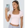 imageTrendy Queen Womens Square Neck Going Out Crop Tops Short Sleeve T Shirts Summer Cute Clothes Basics TeesPink