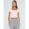 imageTrendy Queen Womens Square Neck Going Out Crop Tops Short Sleeve T Shirts Summer Cute Clothes Basics TeesPink