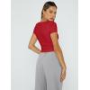 imageTrendy Queen Womens Square Neck Going Out Crop Tops Short Sleeve T Shirts Summer Cute Clothes Basics TeesRed