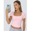 imageTrendy Queen Womens Square Neck Going Out Crop Tops Short Sleeve T Shirts Summer Cute Clothes Basics TeesSakurapink