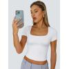 imageTrendy Queen Womens Square Neck Going Out Crop Tops Short Sleeve T Shirts Summer Cute Clothes Basics TeesWhite