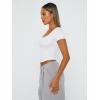 imageTrendy Queen Womens Square Neck Going Out Crop Tops Short Sleeve T Shirts Summer Cute Clothes Basics TeesWhite