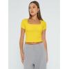 imageTrendy Queen Womens Square Neck Going Out Crop Tops Short Sleeve T Shirts Summer Cute Clothes Basics TeesYellow