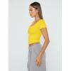 imageTrendy Queen Womens Square Neck Going Out Crop Tops Short Sleeve T Shirts Summer Cute Clothes Basics TeesYellow