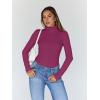 imageTrendy Queen Womens Turtleneck Long Sleeve Shirts Fall Fashion Basic Thermal Underwear Tops Winter Clothes 2025Fuchsia