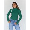 imageTrendy Queen Womens Turtleneck Long Sleeve Shirts Fall Fashion Basic Thermal Underwear Tops Winter Clothes 2025Green