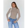 imageTrendy Queen Womens Turtleneck Long Sleeve Shirts Fall Fashion Basic Thermal Underwear Tops Winter Clothes 2025Khaki