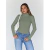 imageTrendy Queen Womens Turtleneck Long Sleeve Shirts Fall Fashion Basic Thermal Underwear Tops Winter Clothes 2025Light Green