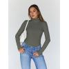 imageTrendy Queen Womens Turtleneck Long Sleeve Shirts Fall Fashion Basic Thermal Underwear Tops Winter Clothes 2025Olive