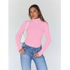 imageTrendy Queen Womens Turtleneck Long Sleeve Shirts Fall Fashion Basic Thermal Underwear Tops Winter Clothes 2025Pink