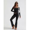 imageTrendy Queen Womens Two Piece Lounge Sets 2 Piece Fall Outfits Long Sleeve Square Neck Tops Flare Pants Tracksuits ClothesBlack