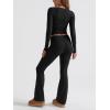 imageTrendy Queen Womens Two Piece Lounge Sets 2 Piece Fall Outfits Long Sleeve Square Neck Tops Flare Pants Tracksuits ClothesBlack