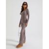 imageTrendy Queen Womens Two Piece Lounge Sets 2 Piece Fall Outfits Long Sleeve Square Neck Tops Flare Pants Tracksuits ClothesCoffeegrey