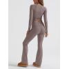 imageTrendy Queen Womens Two Piece Lounge Sets 2 Piece Fall Outfits Long Sleeve Square Neck Tops Flare Pants Tracksuits ClothesCoffeegrey