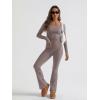 imageTrendy Queen Womens Two Piece Lounge Sets 2 Piece Fall Outfits Long Sleeve Square Neck Tops Flare Pants Tracksuits ClothesCoffeegrey