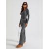 imageTrendy Queen Womens Two Piece Lounge Sets 2 Piece Fall Outfits Long Sleeve Square Neck Tops Flare Pants Tracksuits ClothesDarkgrey