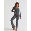 imageTrendy Queen Womens Two Piece Lounge Sets 2 Piece Fall Outfits Long Sleeve Square Neck Tops Flare Pants Tracksuits ClothesDarkgrey