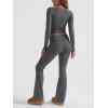 imageTrendy Queen Womens Two Piece Lounge Sets 2 Piece Fall Outfits Long Sleeve Square Neck Tops Flare Pants Tracksuits ClothesDarkgrey