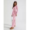 imageTrendy Queen Womens Two Piece Lounge Sets 2 Piece Fall Outfits Long Sleeve Square Neck Tops Flare Pants Tracksuits ClothesPink