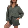 imageTrendy Queen 2 Piece Sets For Women Lounge Wear Pajama Matching Long Sleeve Two Piece Spring Outfits Fashion Tracksuit 2025Armygreen