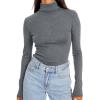 imageTrendy Queen Womens Turtleneck Long Sleeve Shirts Fall Fashion Basic Thermal Underwear Tops Winter Clothes 2025Grey