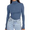 imageTrendy Queen Womens Turtleneck Long Sleeve Shirts Fall Fashion Basic Thermal Underwear Tops Winter Clothes 2025Haze Blue