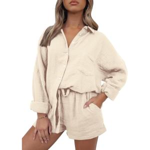 imageTrendy Queen 2 Piece Sets For Women Lounge Wear Pajama Matching Long Sleeve Two Piece Spring Outfits Fashion Tracksuit 2025Beige