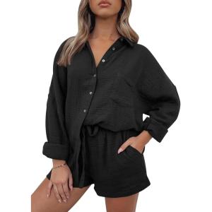 imageTrendy Queen 2 Piece Sets For Women Lounge Wear Pajama Matching Long Sleeve Two Piece Spring Outfits Fashion Tracksuit 2025Black