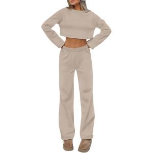 imageTrendy Queen Sweatsuits Women 2 Piece Outfits Lounge Matching Sets Comfy Clothing Two Piece Sweat Set Tracksuits Fashion 2025Coffeegrey