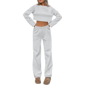 imageTrendy Queen Sweatsuits Women 2 Piece Outfits Lounge Matching Sets Comfy Clothing Two Piece Sweat Set Tracksuits Fashion 2025Grey