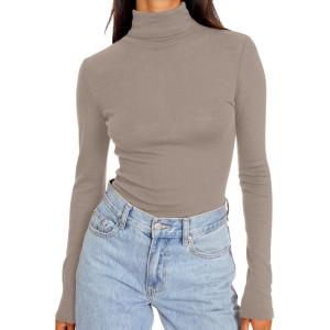 imageTrendy Queen Womens Turtleneck Long Sleeve Shirts Fall Fashion Basic Thermal Underwear Tops Winter Clothes 2025Khaki