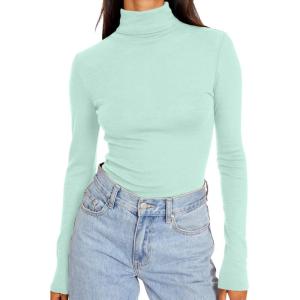imageTrendy Queen Womens Turtleneck Long Sleeve Shirts Fall Fashion Basic Thermal Underwear Tops Winter Clothes 2025Sage