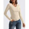 imageTrendy Queen Long Sleeve Shirts for Women 2024 Fall Fashion V Neck Basics Crop Tops Layering Slim Fitted Y2K TopsApricot