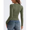 imageTrendy Queen Long Sleeve Shirts for Women 2024 Fall Fashion V Neck Basics Crop Tops Layering Slim Fitted Y2K TopsArmy Green