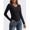 imageTrendy Queen Long Sleeve Shirts for Women 2024 Fall Fashion V Neck Basics Crop Tops Layering Slim Fitted Y2K TopsBlack