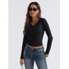 imageTrendy Queen Long Sleeve Shirts for Women 2024 Fall Fashion V Neck Basics Crop Tops Layering Slim Fitted Y2K TopsBlack