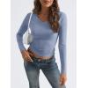 imageTrendy Queen Long Sleeve Shirts for Women 2024 Fall Fashion V Neck Basics Crop Tops Layering Slim Fitted Y2K TopsBlue Gray