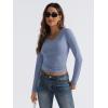 imageTrendy Queen Long Sleeve Shirts for Women 2024 Fall Fashion V Neck Basics Crop Tops Layering Slim Fitted Y2K TopsBlue Gray