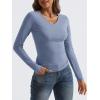 imageTrendy Queen Long Sleeve Shirts for Women 2024 Fall Fashion V Neck Basics Crop Tops Layering Slim Fitted Y2K TopsBlue Gray