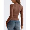 imageTrendy Queen Long Sleeve Shirts for Women 2024 Fall Fashion V Neck Basics Crop Tops Layering Slim Fitted Y2K TopsBrown