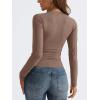 imageTrendy Queen Long Sleeve Shirts for Women 2024 Fall Fashion V Neck Basics Crop Tops Layering Slim Fitted Y2K TopsCoffee Grey
