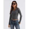 imageTrendy Queen Long Sleeve Shirts for Women 2024 Fall Fashion V Neck Basics Crop Tops Layering Slim Fitted Y2K TopsGray