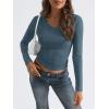 imageTrendy Queen Long Sleeve Shirts for Women 2024 Fall Fashion V Neck Basics Crop Tops Layering Slim Fitted Y2K TopsHaze Blue