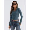 imageTrendy Queen Long Sleeve Shirts for Women 2024 Fall Fashion V Neck Basics Crop Tops Layering Slim Fitted Y2K TopsHaze Blue